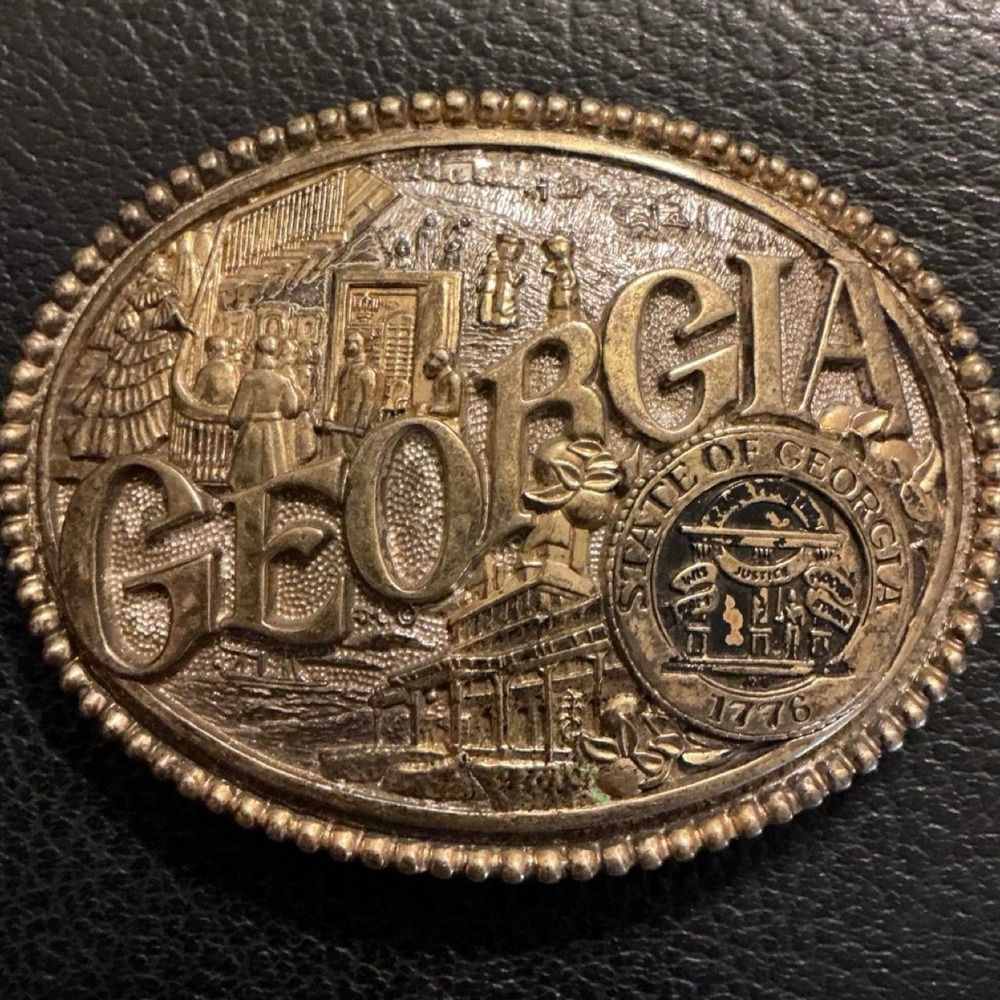Award Design Medals Belt Buckle Unisex OS Brass Fair Vintage Georgia State 1776